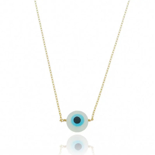 NECKLACE MOTHER OF PEARL GREEK EYE LONG