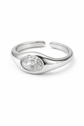 RING OVAL CRYSTAL ADJUSTABLE