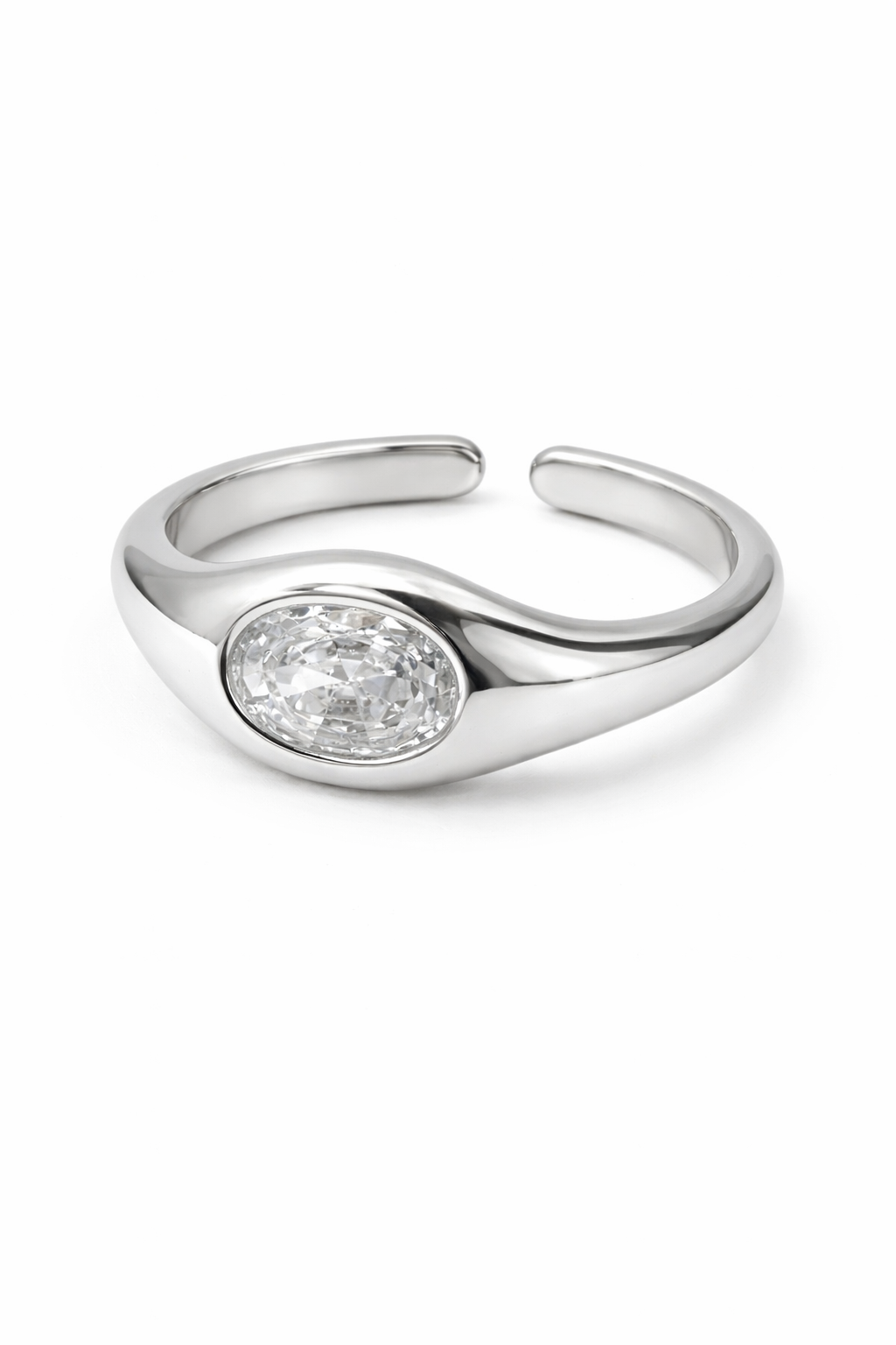 RING OVAL CRYSTAL ADJUSTABLE