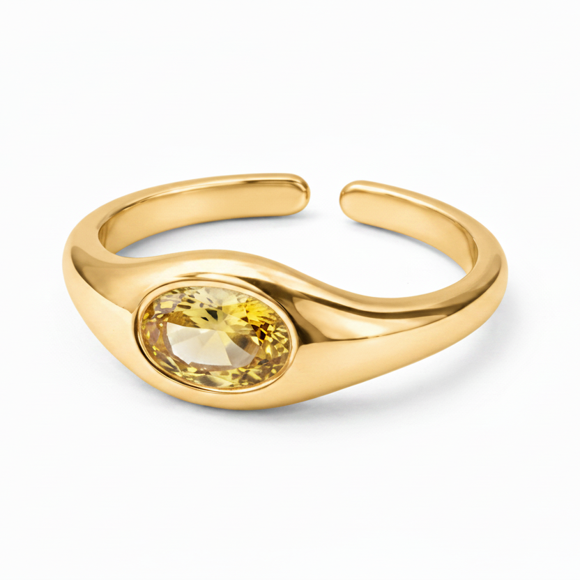 RING OVAL CRYSTAL ADJUSTABLE