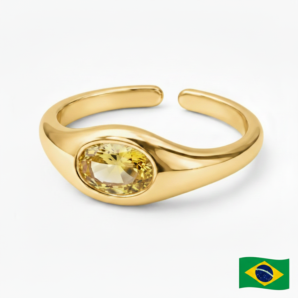 RING OVAL CRYSTAL ADJUSTABLE