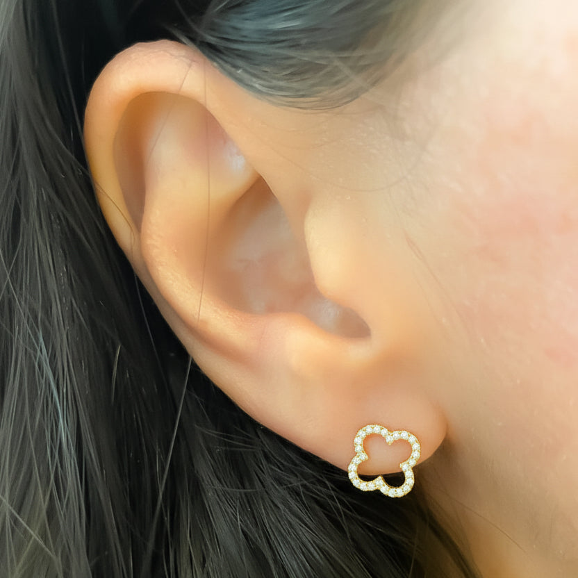 EARRINGS CLOVER STUDDED CUBIC ZIRCON