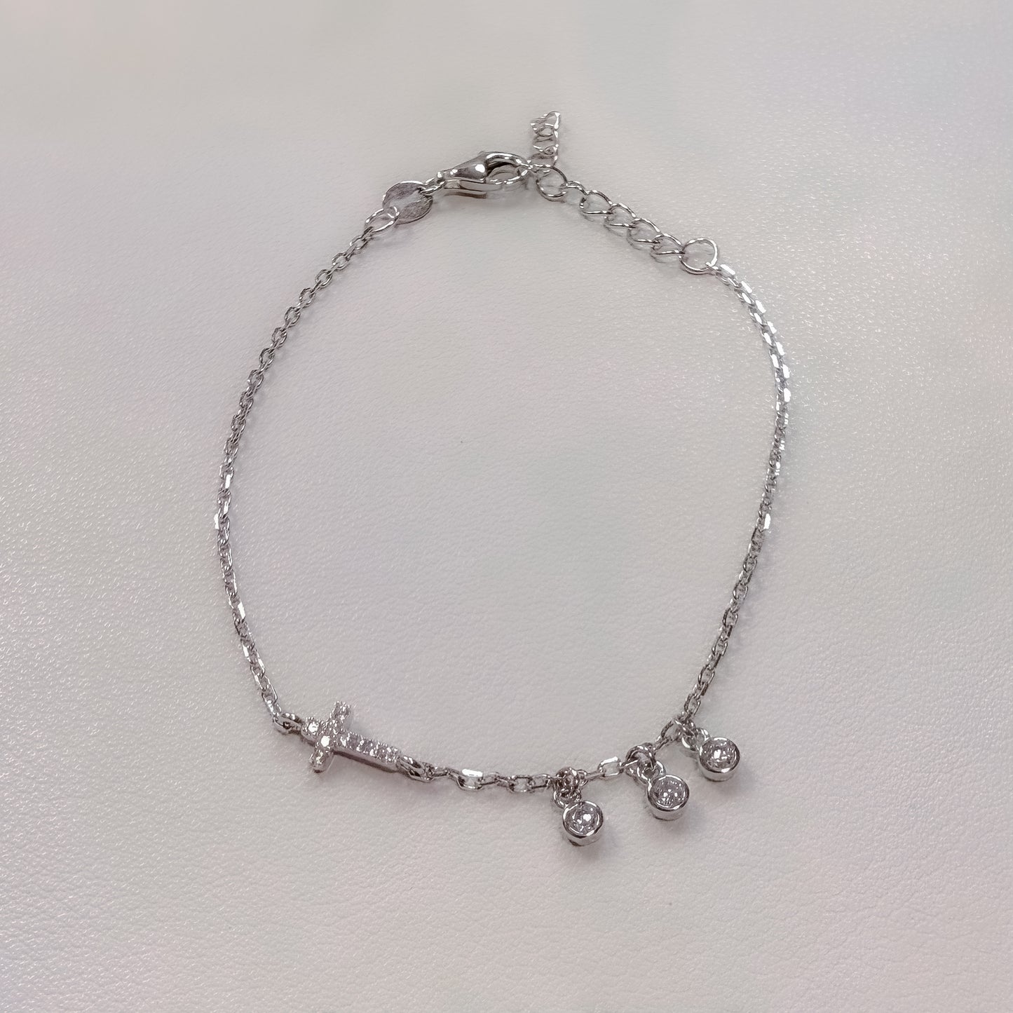 BRACELET SILVER925 CROSS + PENDANTS CUBIC ZIRCÔNIA