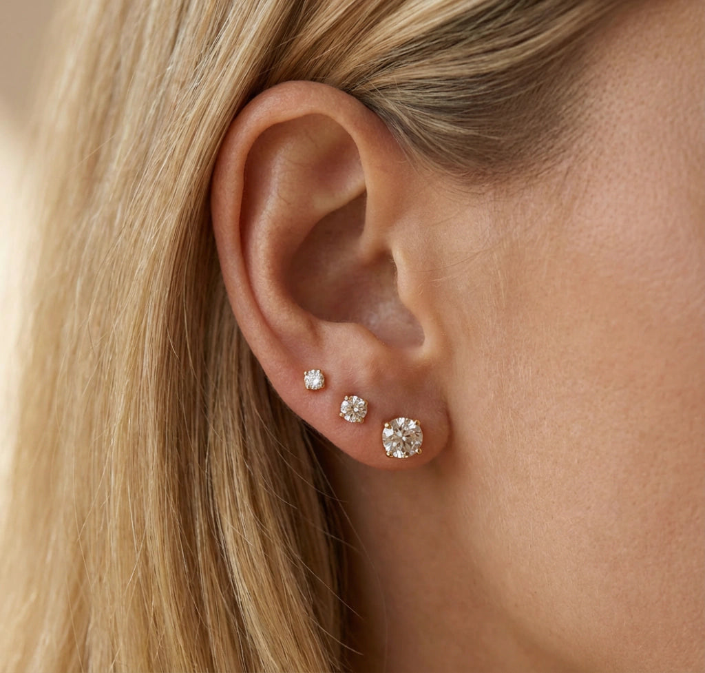 EARRING STUDS TRIO CUBIC ZIRCONIA