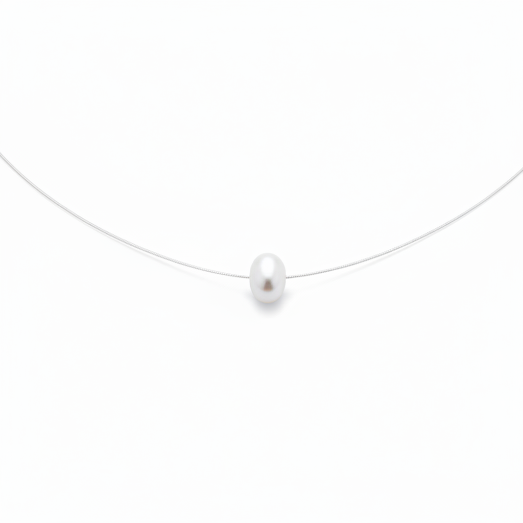 NECKLACE NYLON STRING SOLITAIRE PEARL