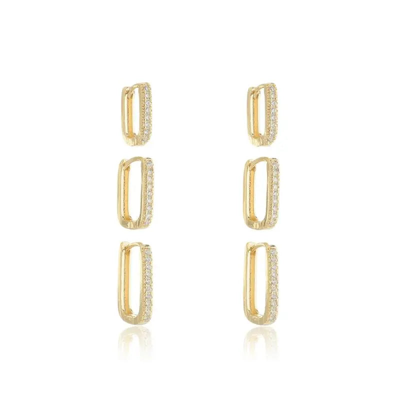 EARRING HOOPS SQUARE CRYSTALS