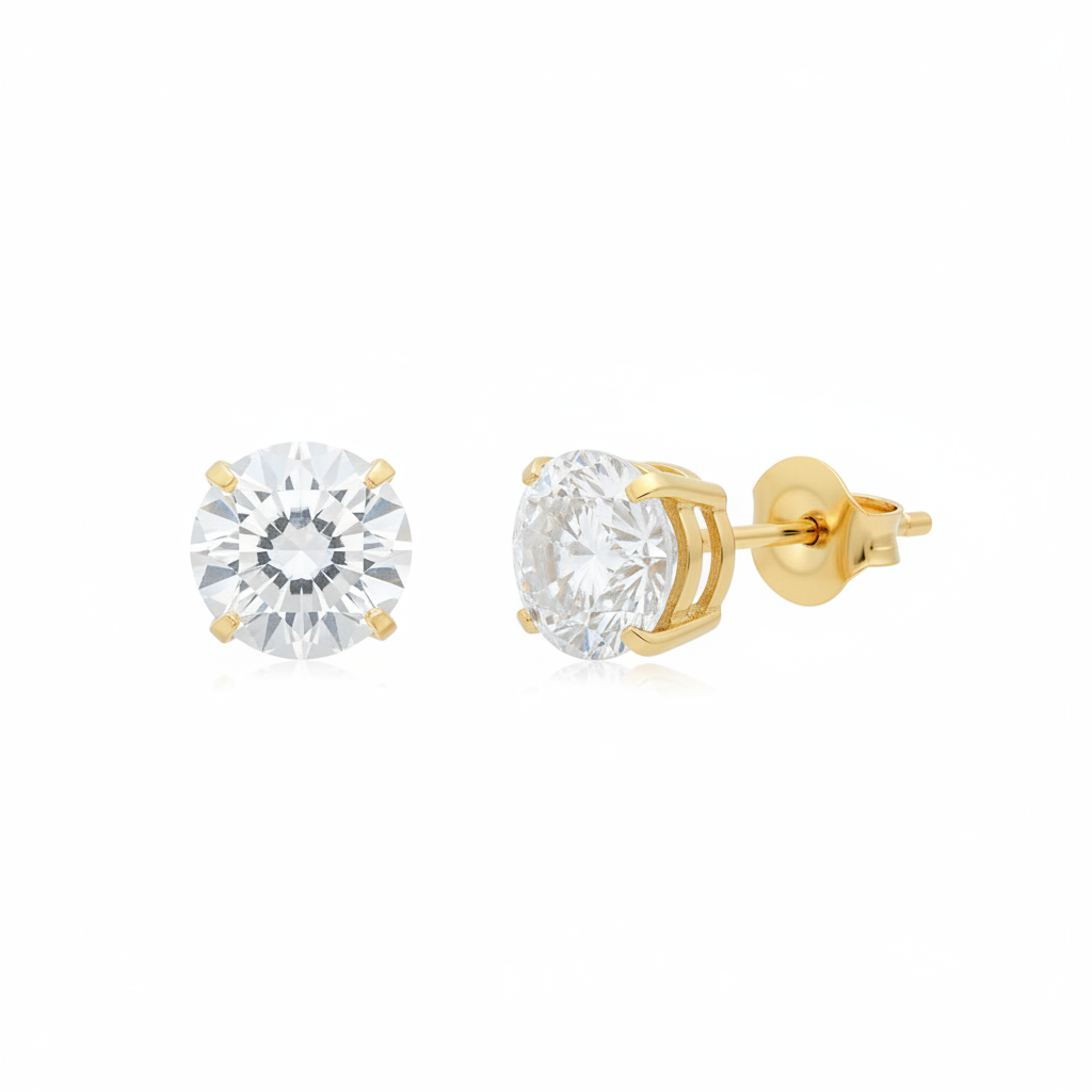 EARRING STUDS 10MM CUBIC ZIRCONIA