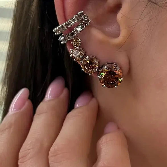 EARRING TRIO STUDS CUBIC ZIRCONIA 8mm 6mm 4mm