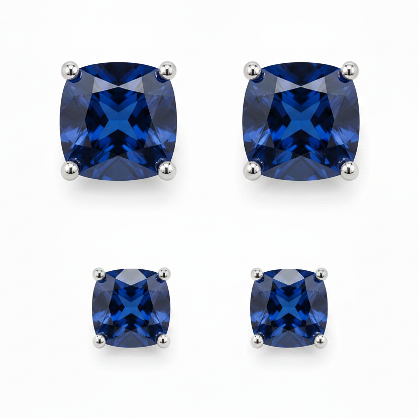 EARRING STUDS DUO CUBIC ZIRCONIA 10mm 8mm