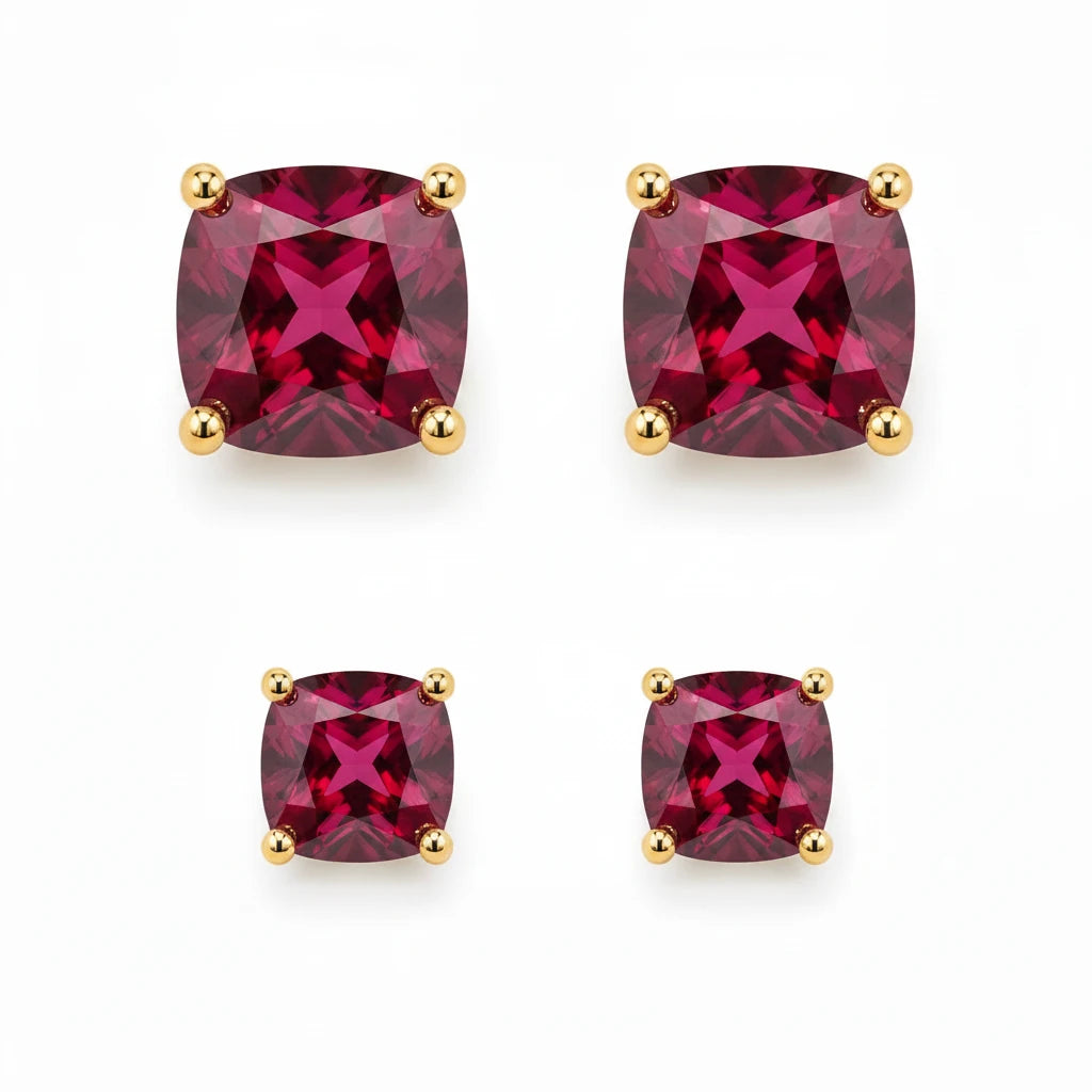 EARRING STUDS DUO CUBIC ZIRCONIA 10mm 8mm