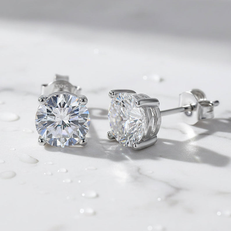 EARRING STUDS MOISSANITE 4CT (10mm) SILVER925