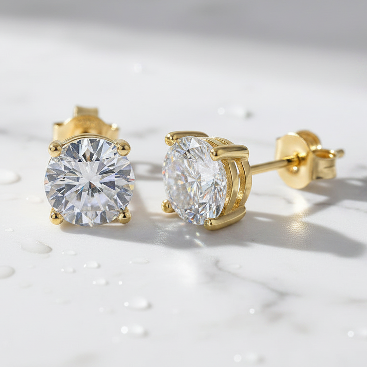 EARRING STUDS MOISSANITE 4CT (10mm) SILVER925