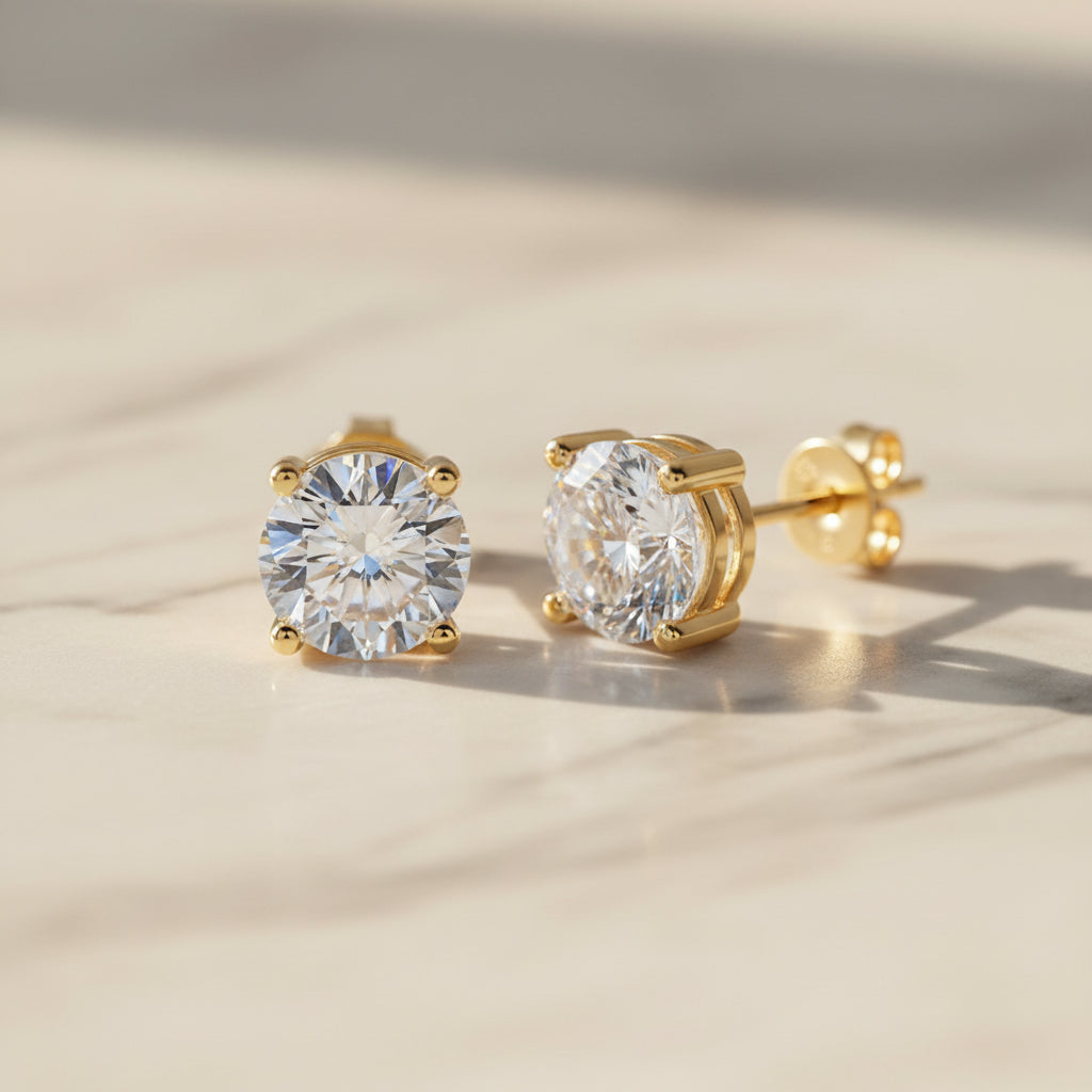 EARRING STUDS MOISSANITE 2CT (8mm) SILVER 925