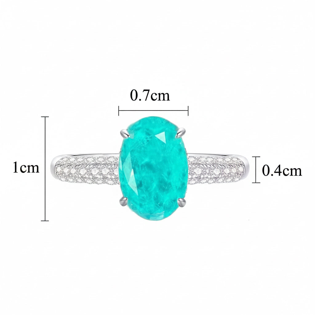 RING SILVER925 OVAL PARAIBA GREEN FUSION CRYSTAL
