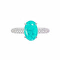RING SILVER925 OVAL PARAIBA GREEN FUSION CRYSTAL