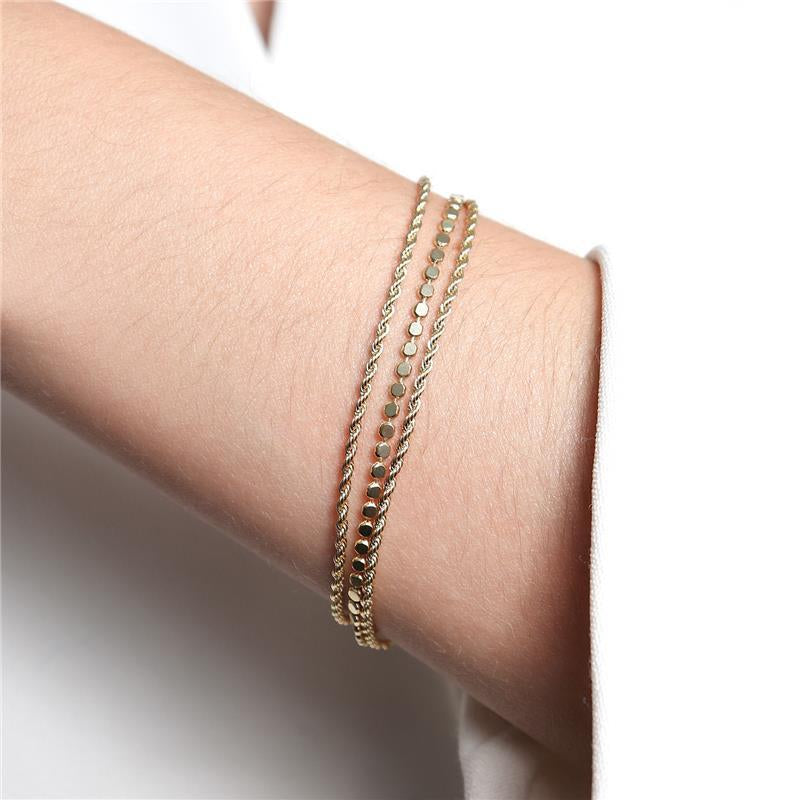 BRACELET 3 in 1 TWISTED CHAIN AND FLAT CIRCLES