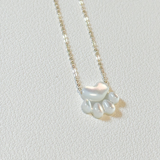 NECKLACE PET PAW MOTHER OF PEARL