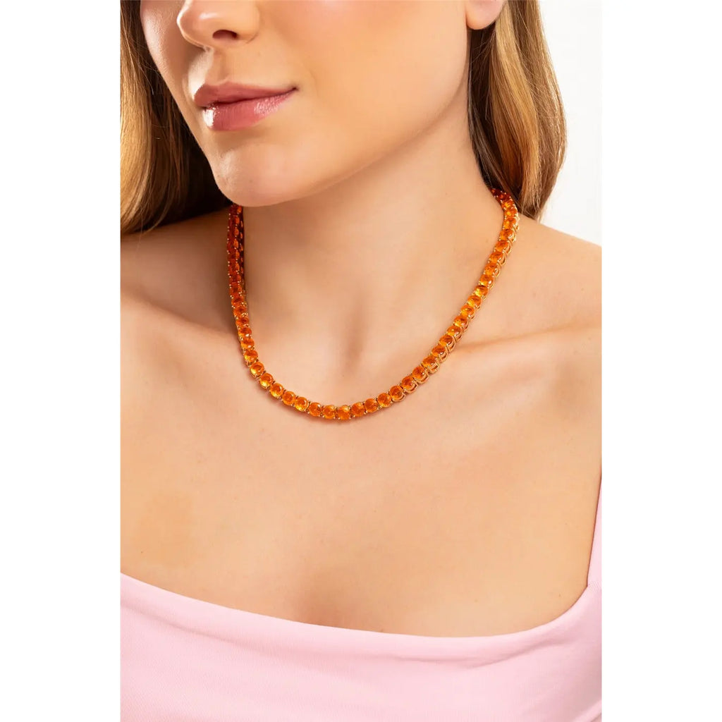 NECKLACE RIVIERA ORANGE APEROL 6MM CUBIC ZIRCONIA