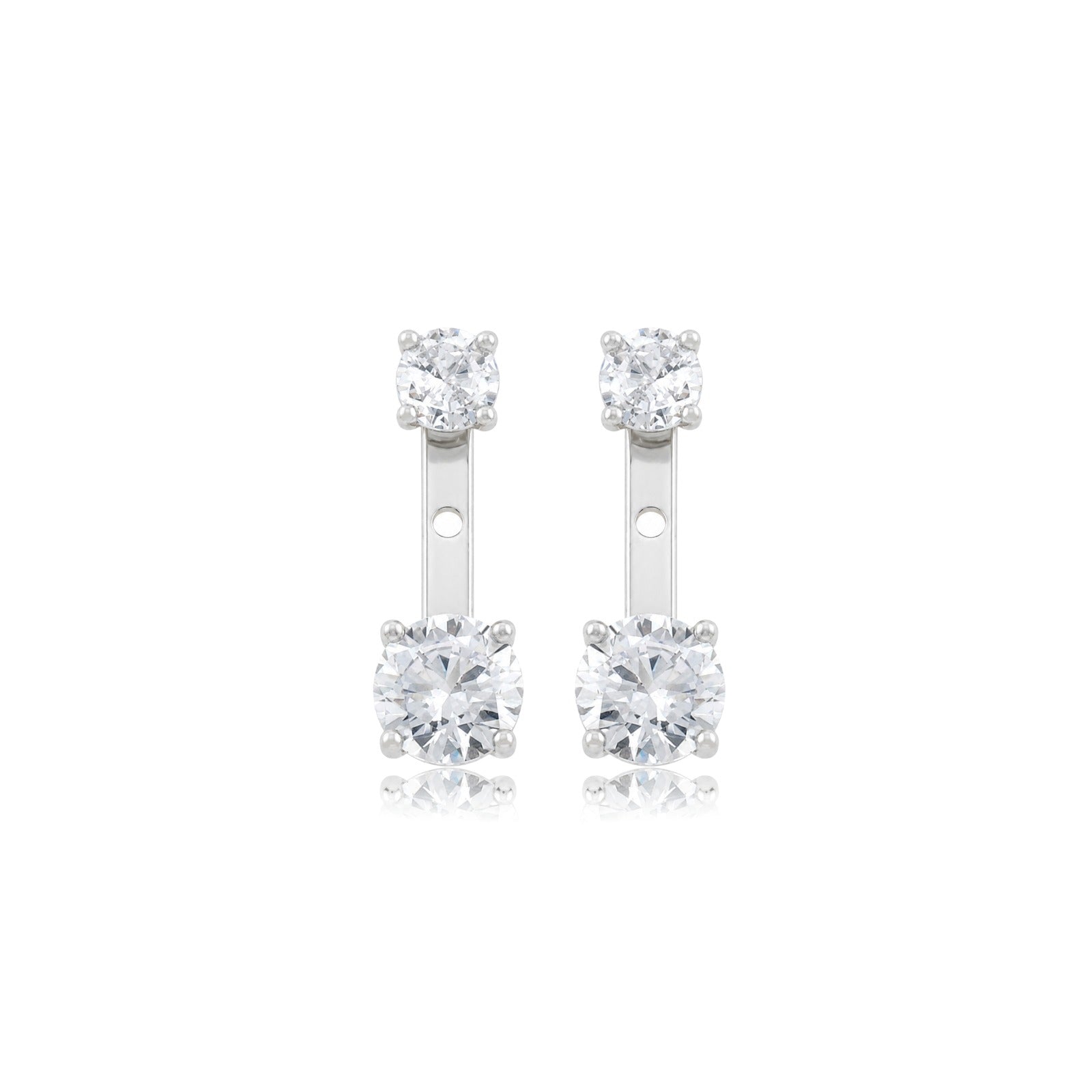 EARRINGS EAR JACKET CUBIC ZIRCONIA 5MM+8MM