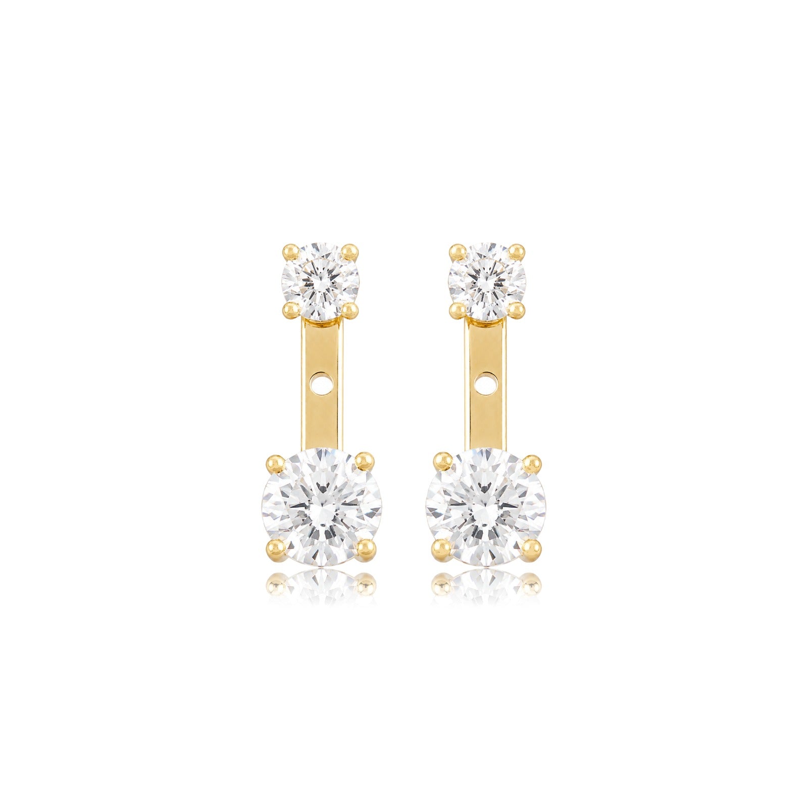 EARRINGS EAR JACKET CUBIC ZIRCONIA 5MM+8MM