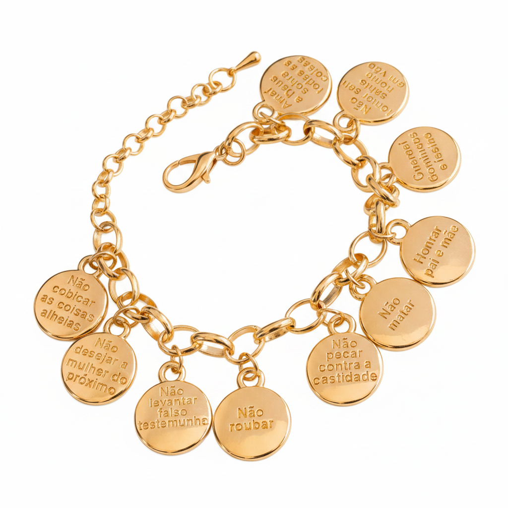 BRACELET THE 10 COMMANDMENTS CHARMS (in Portuguese)