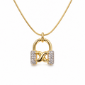NECKLACE LOCK DUO PLATED WITH CUBIC ZIRCONIA