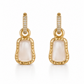 EARRING HOOPS WITH ORGANIC MOTEHR OF PEARL PENDANT