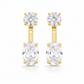 EARRINGS EAR JACKET PREMIUM OVAL CUBIC ZIRCONIA