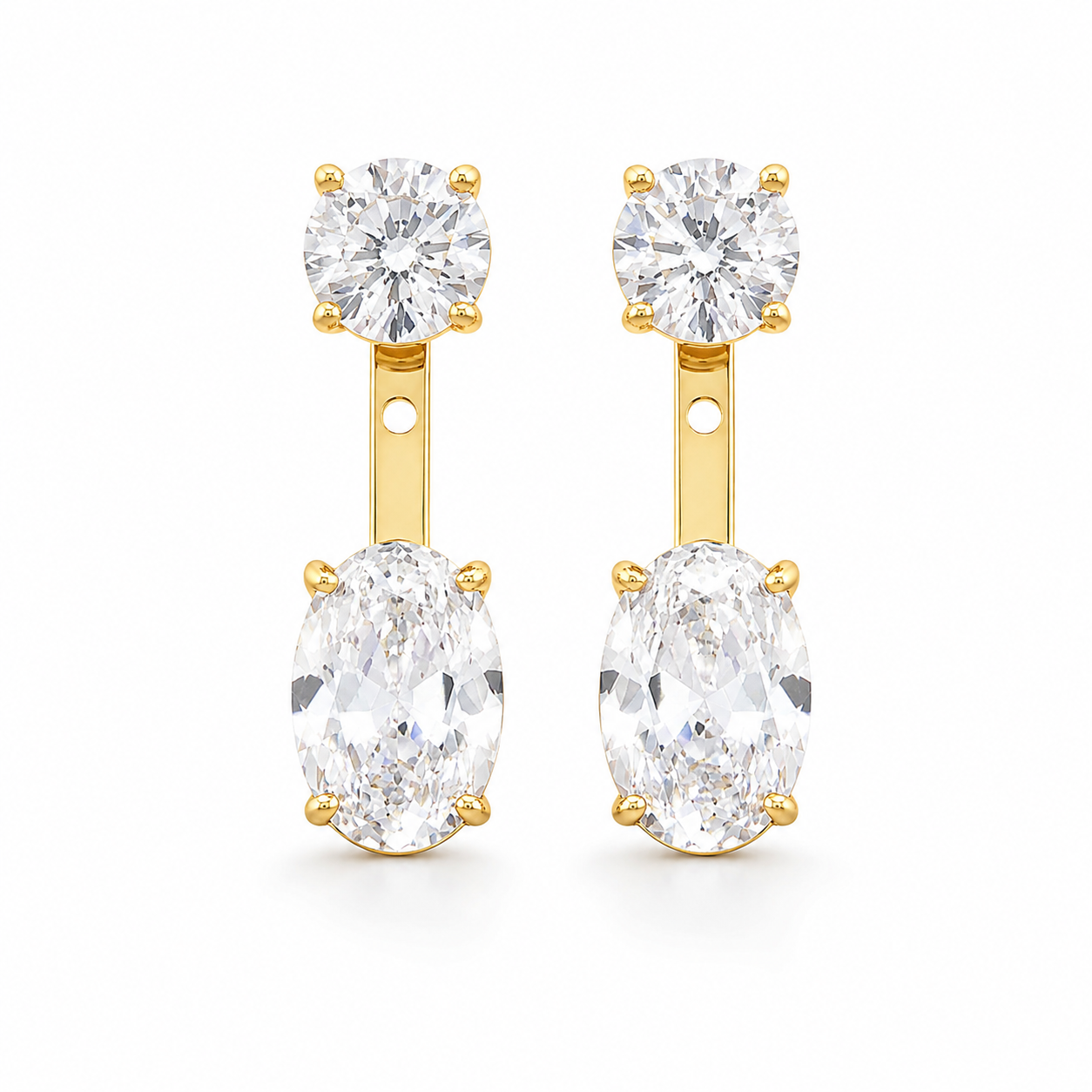 EARRINGS EAR JACKET PREMIUM OVAL CUBIC ZIRCONIA