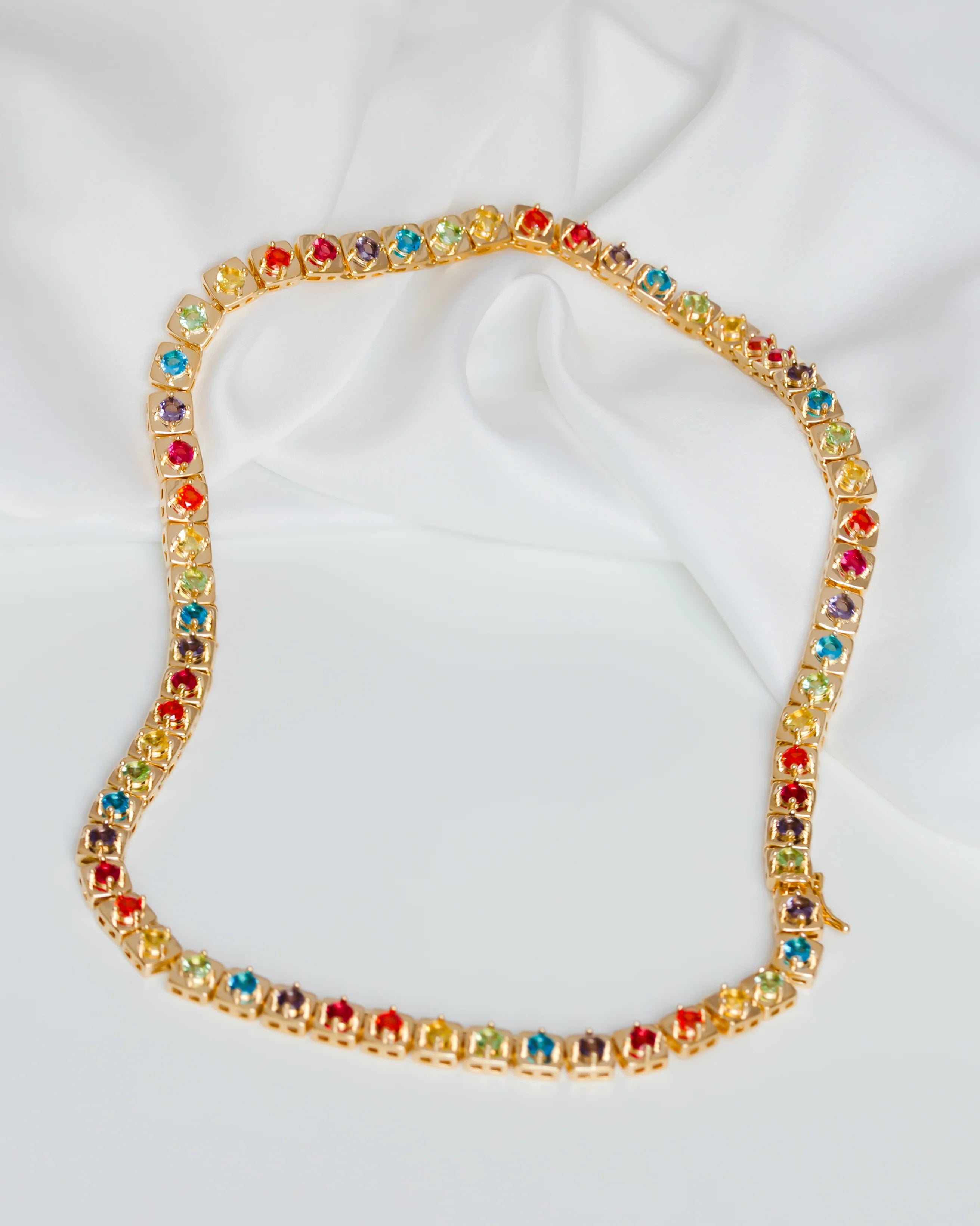 NECKLACE SQUARE CUBIC ZIRCON COLORS DELUXE