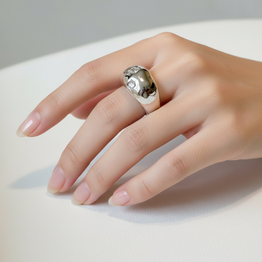 RING ORGANIC WITH CRYSTALS size 🇧🇷 20/🇺🇸8