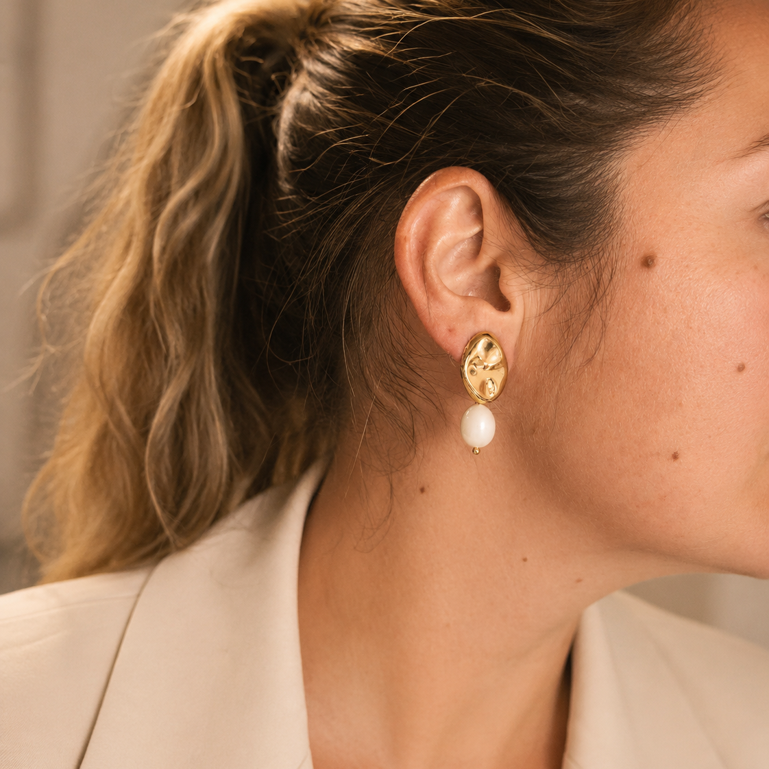 EARRINGS ORGANIC WITH PEARL