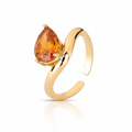 RING ORGANIC TEAR DROP CUBIC ZIRCONIA ADJUSTABLE