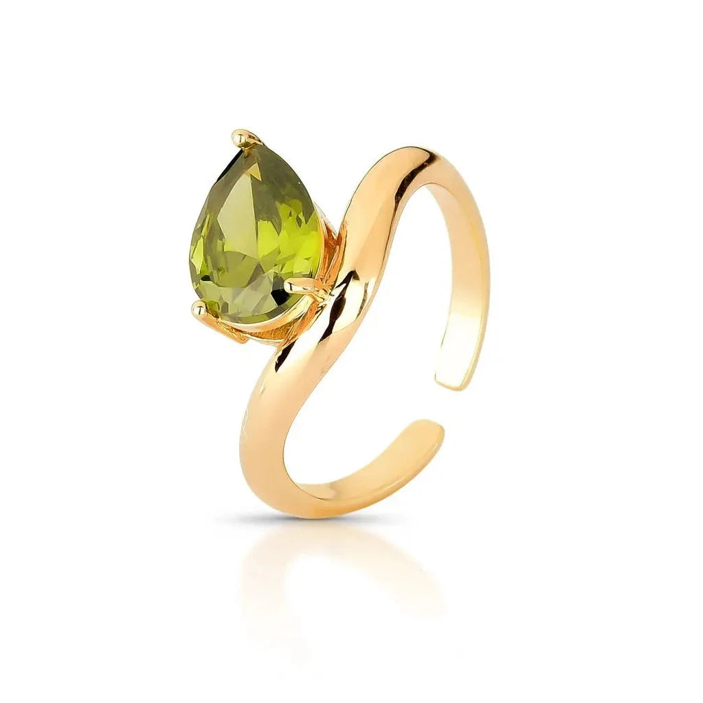 RING ORGANIC TEAR DROP CUBIC ZIRCONIA ADJUSTABLE