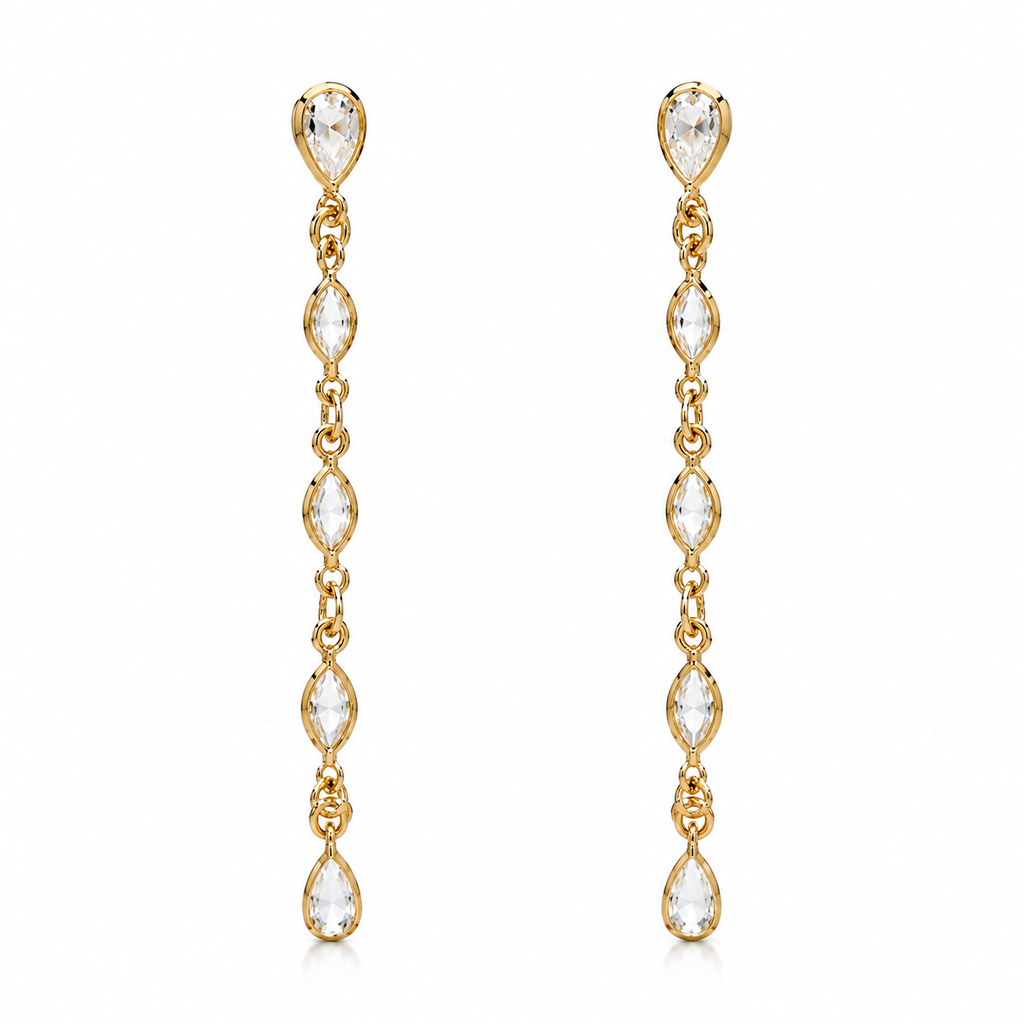 EARRINGS LONG THREAD CUBIC ZIRCONIA