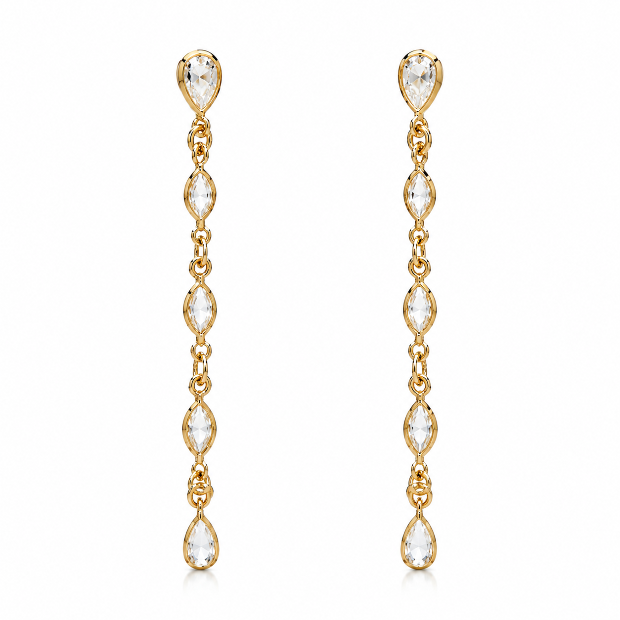EARRINGS LONG THREAD CUBIC ZIRCONIA