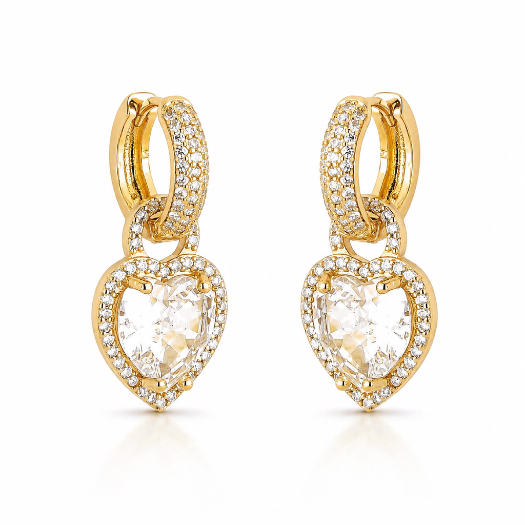 EARRING HOOPS HEART CUBIC ZIRCON