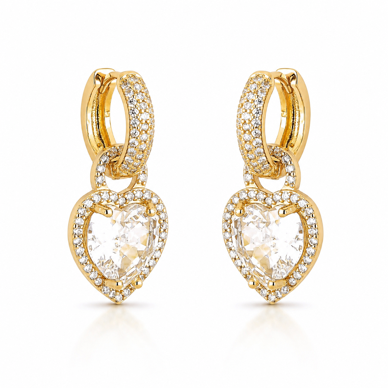 EARRING HOOPS HEART CUBIC ZIRCON