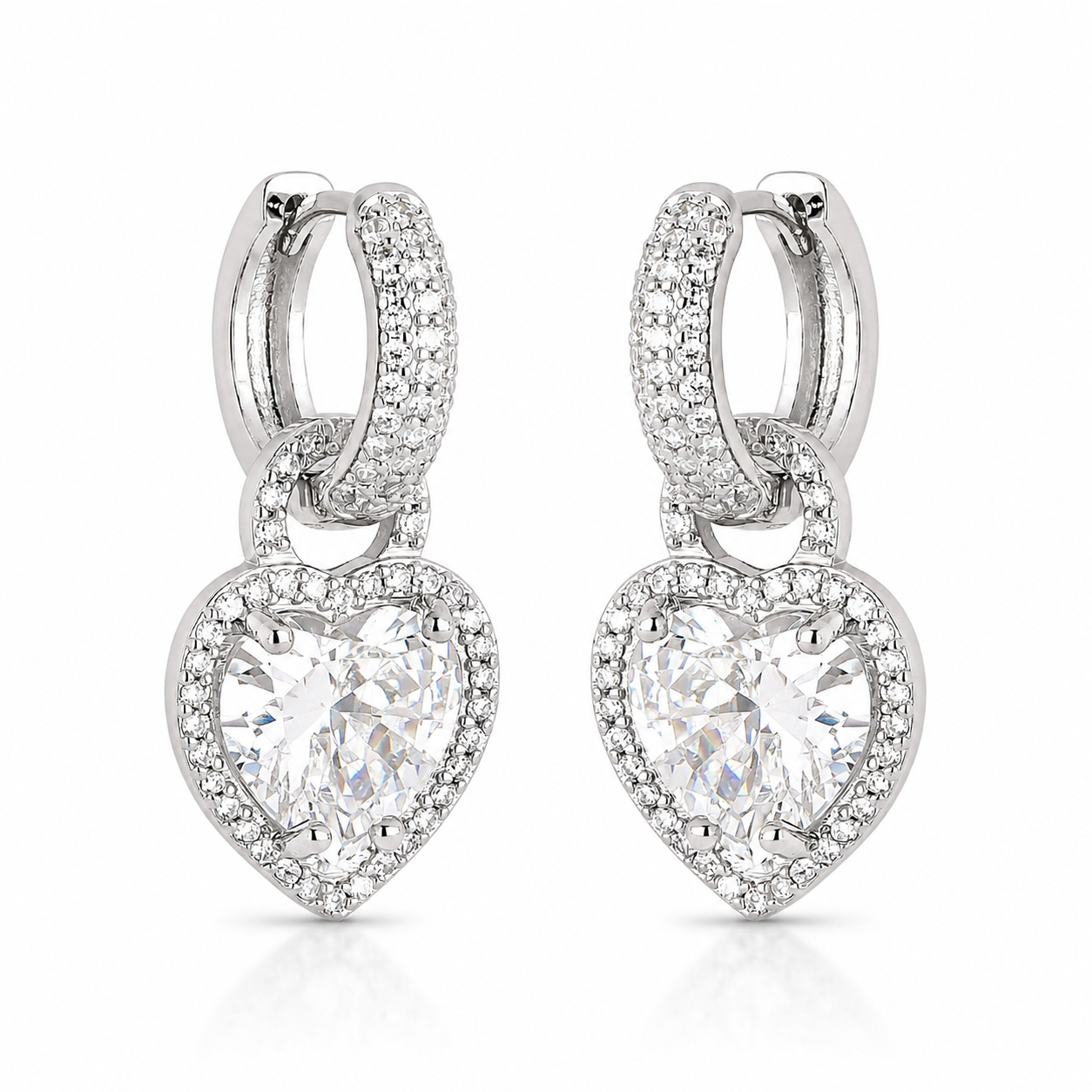 EARRING HOOPS HEART CUBIC ZIRCON