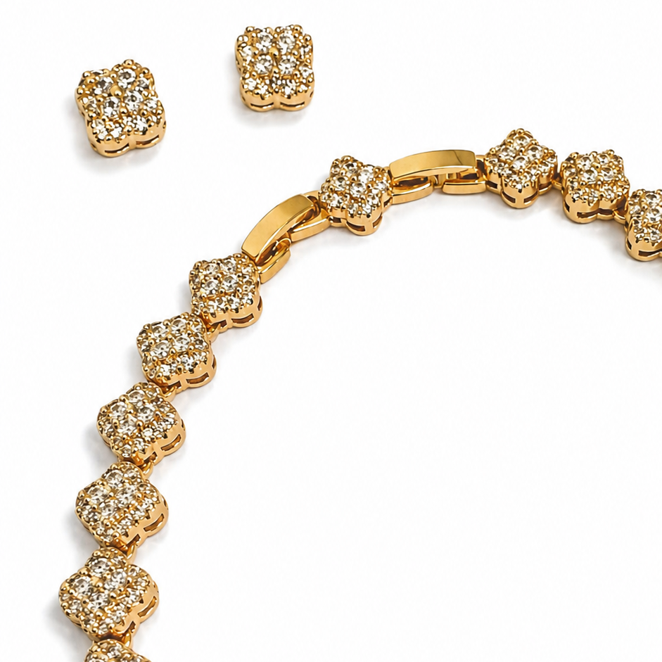 EARRINGS+NECKLACE SET RIVIERA CLOVER