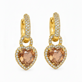 EARRING HOOPS HEARTS CUBIC ZIRCONIA NEW COLORS