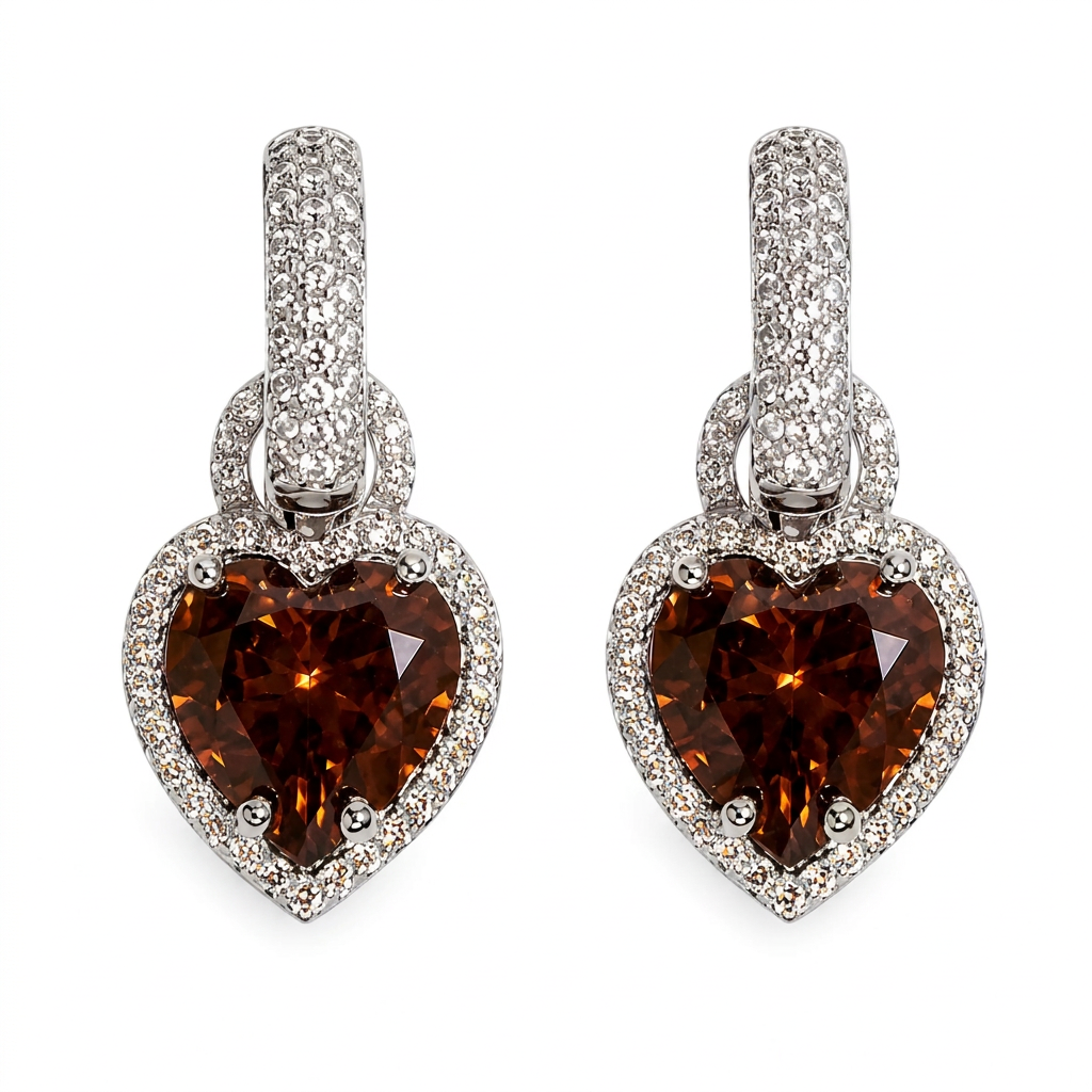 EARRING HOOPS HEARTS CUBIC ZIRCONIA NEW COLORS