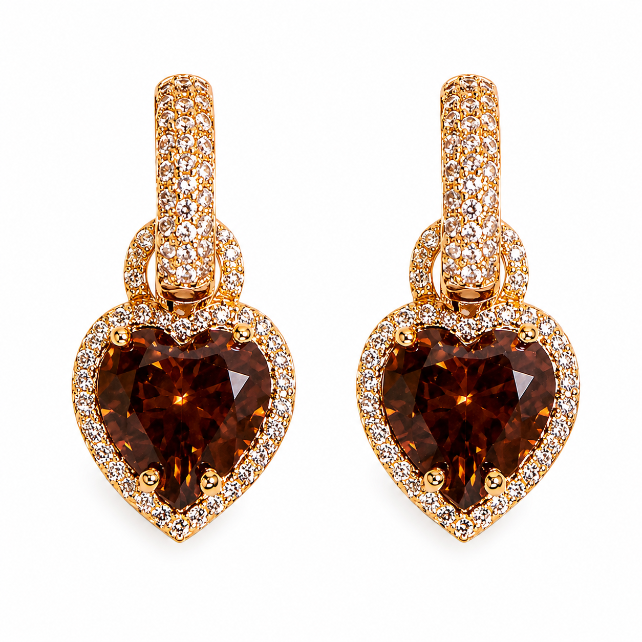 EARRING HOOPS HEARTS CUBIC ZIRCONIA NEW COLORS