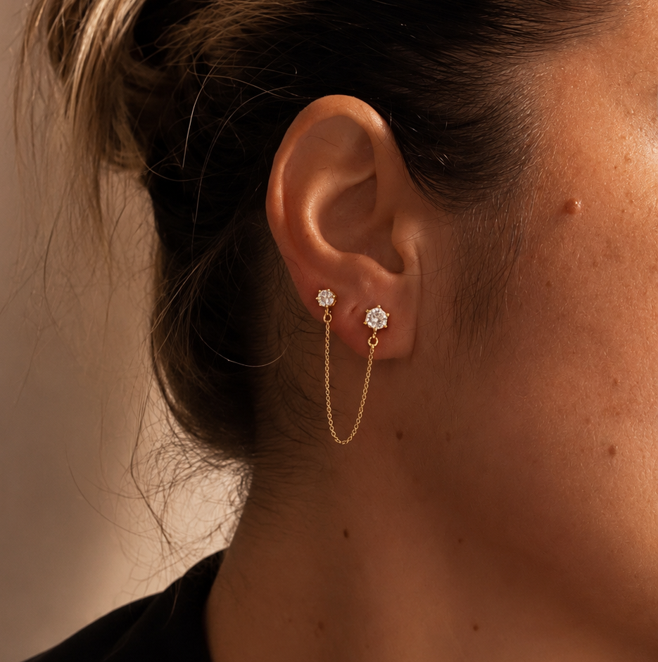 EARRING THREADER 2 CUBIC ZIRCONIAS