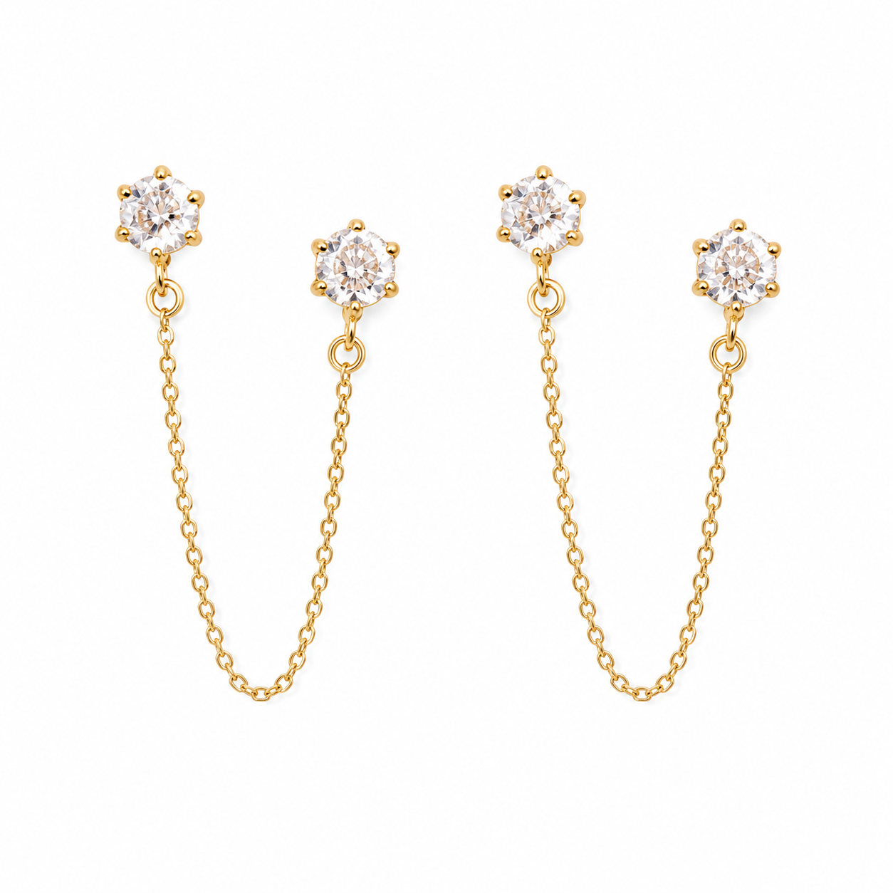 EARRING THREADER 2 CUBIC ZIRCONIAS