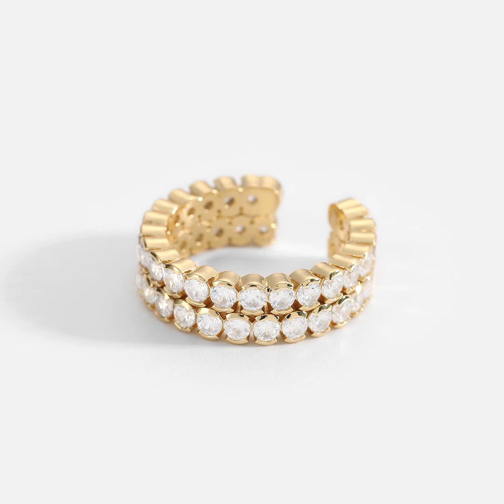 RING ADJUSTABLE DOUBLE LAYER CUBIC ZIRCONIA