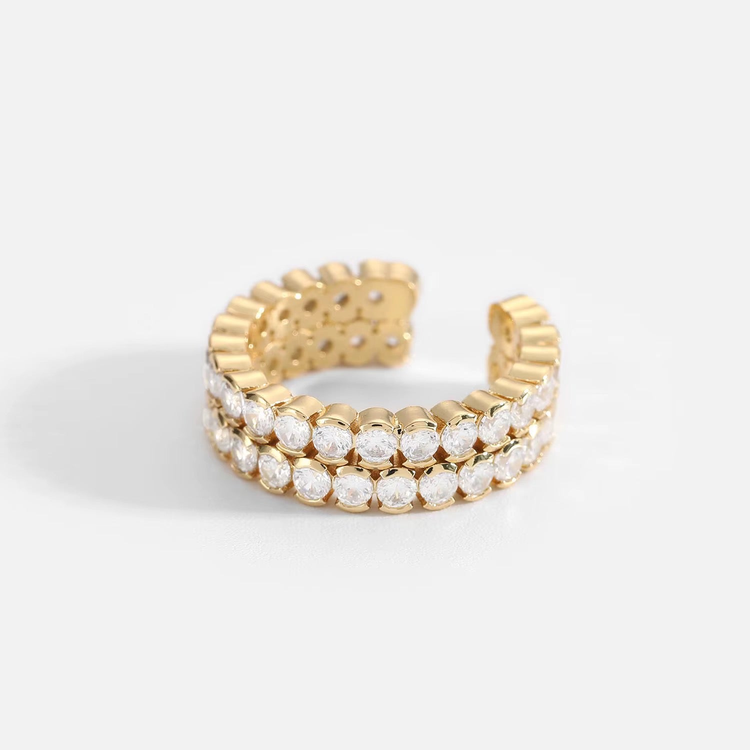 RING ADJUSTABLE DOUBLE LAYER CUBIC ZIRCONIA