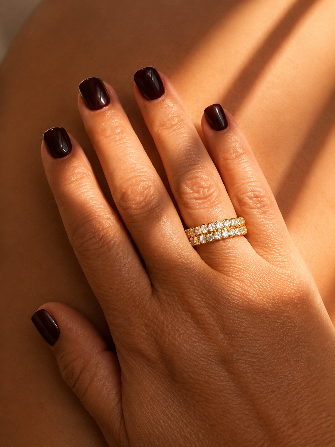 RING ADJUSTABLE DOUBLE LAYER CUBIC ZIRCONIA