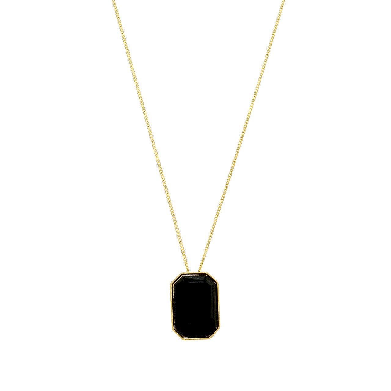 NECKLACE BLACK RESIN RECTANGLE