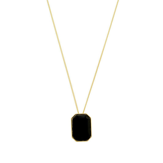 NECKLACE BLACK RESIN RECTANGLE